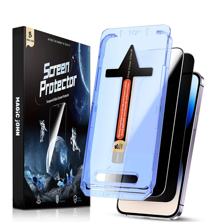 "Skärmskydd av sekretessglas för smartphone, ultratydlig display, anti-repor och anti-fingeravtryck, stilrent och säkert."