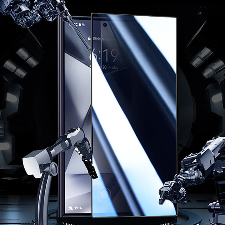 "Skärmskydd av sekretessglas för smartphone, ultratydlig display, anti-repor och anti-fingeravtryck, stilrent och säkert."