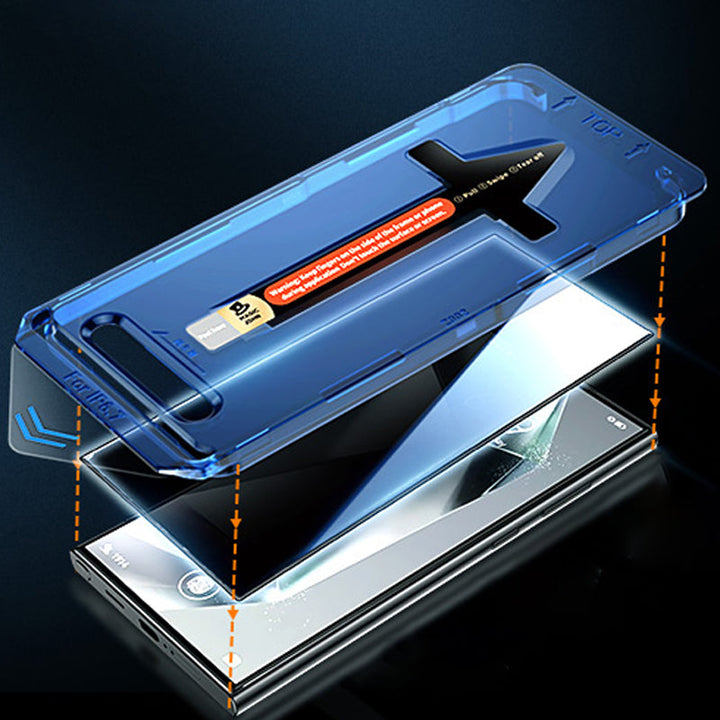 "Skärmskydd av sekretessglas för smartphone, ultratydlig display, anti-repor och anti-fingeravtryck, stilrent och säkert."