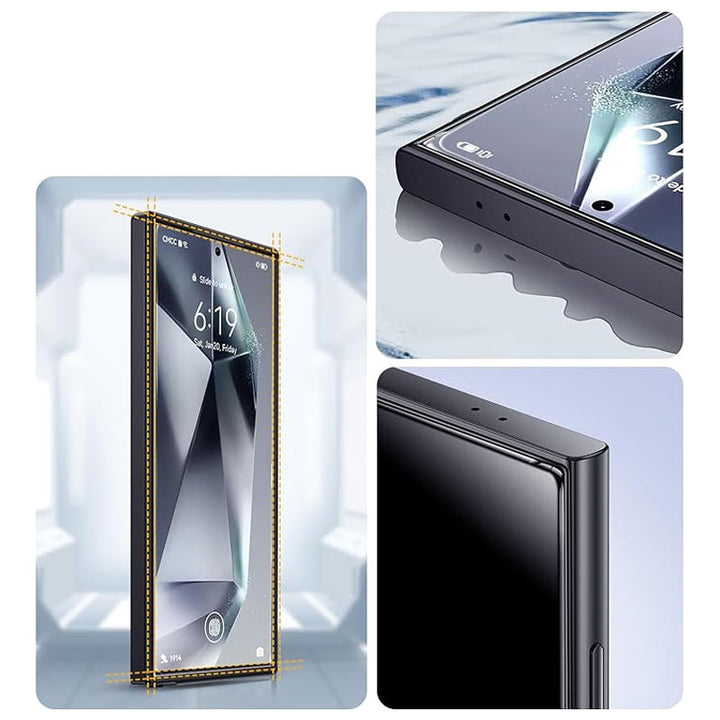 "Skärmskydd av sekretessglas för smartphone, ultratydlig display, anti-repor och anti-fingeravtryck, stilrent och säkert."