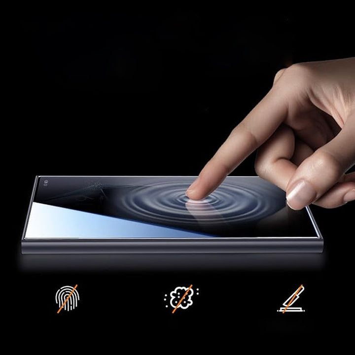 "Skärmskydd av sekretessglas för smartphone, ultratydlig display, anti-repor och anti-fingeravtryck, stilrent och säkert."