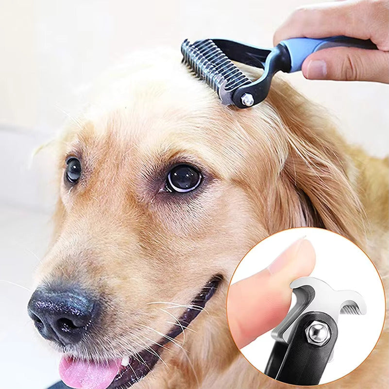 Skonsam pälsvårdskam för husdjur, effektiv avknutning av hund- och kattpäls, minskar fällning.