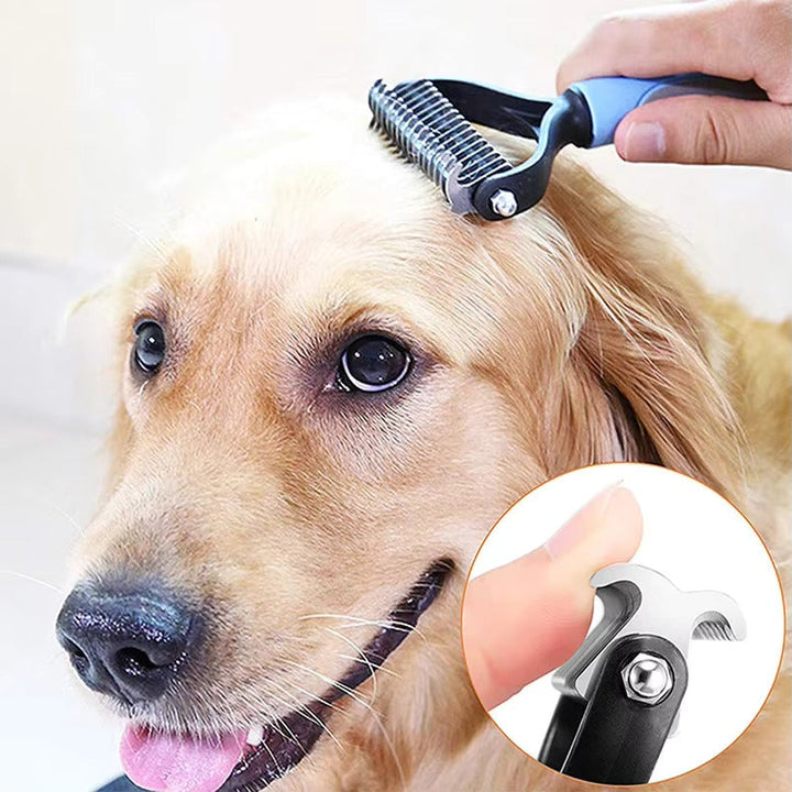 Skonsam pälsvårdskam för husdjur, effektiv avknutning av hund- och kattpäls, minskar fällning.