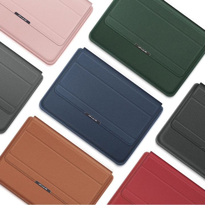 Tunt laptopfodral som skyddar din bärbara dator. Öppnas enkelt till ett ergonomiskt laptopstativ.