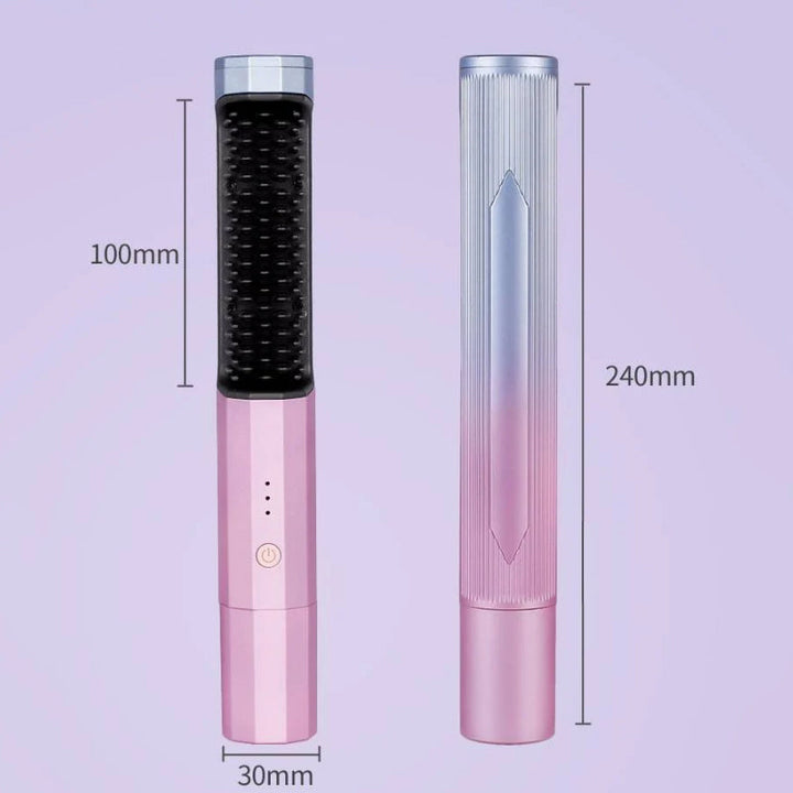 "Sladdlös plattång borste i lila, silkeslent hår, kompaktdesign, USB-laddning, 3 temperaturinställningar, anti-skållningsdesi
