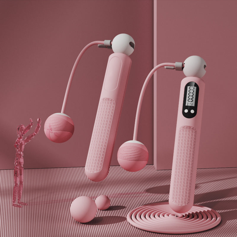 "Sladdlöst digitalt hopprep med avancerad LCD-skärm, trendiga färger rosa och blå, perfekt för smidig träning."