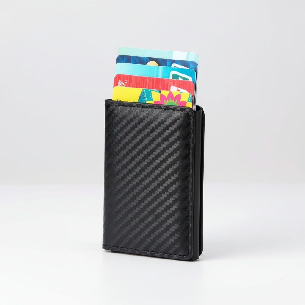 Exklusiv slim aluminiumplånbok med RFID-skydd, designad för maximal säkerhet och en minimalistisk stil.