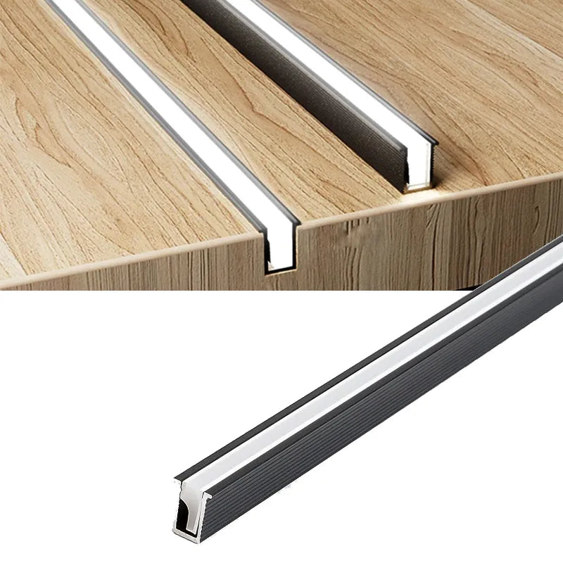 Slim LED-ljuslist för skåp, anpassbar längd och färgtemperatur, idealisk bänkbelysning.