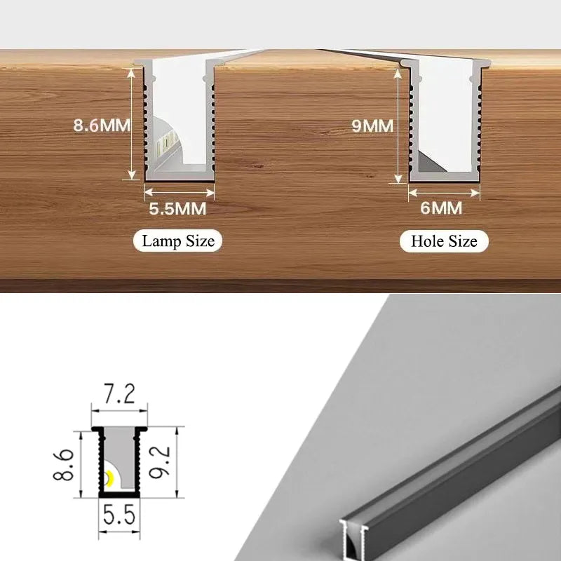 Smal LED-list för ljus i skåp, justerbar färg och längd för optimal underbelysning.