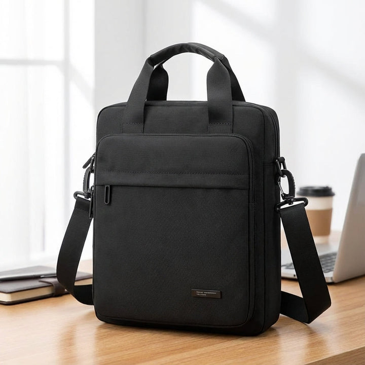 Slim unisex messengerbag i nylon för affärsresor, med plats för laptop. Vattentät axelväska för organiserad arbetsvardag.