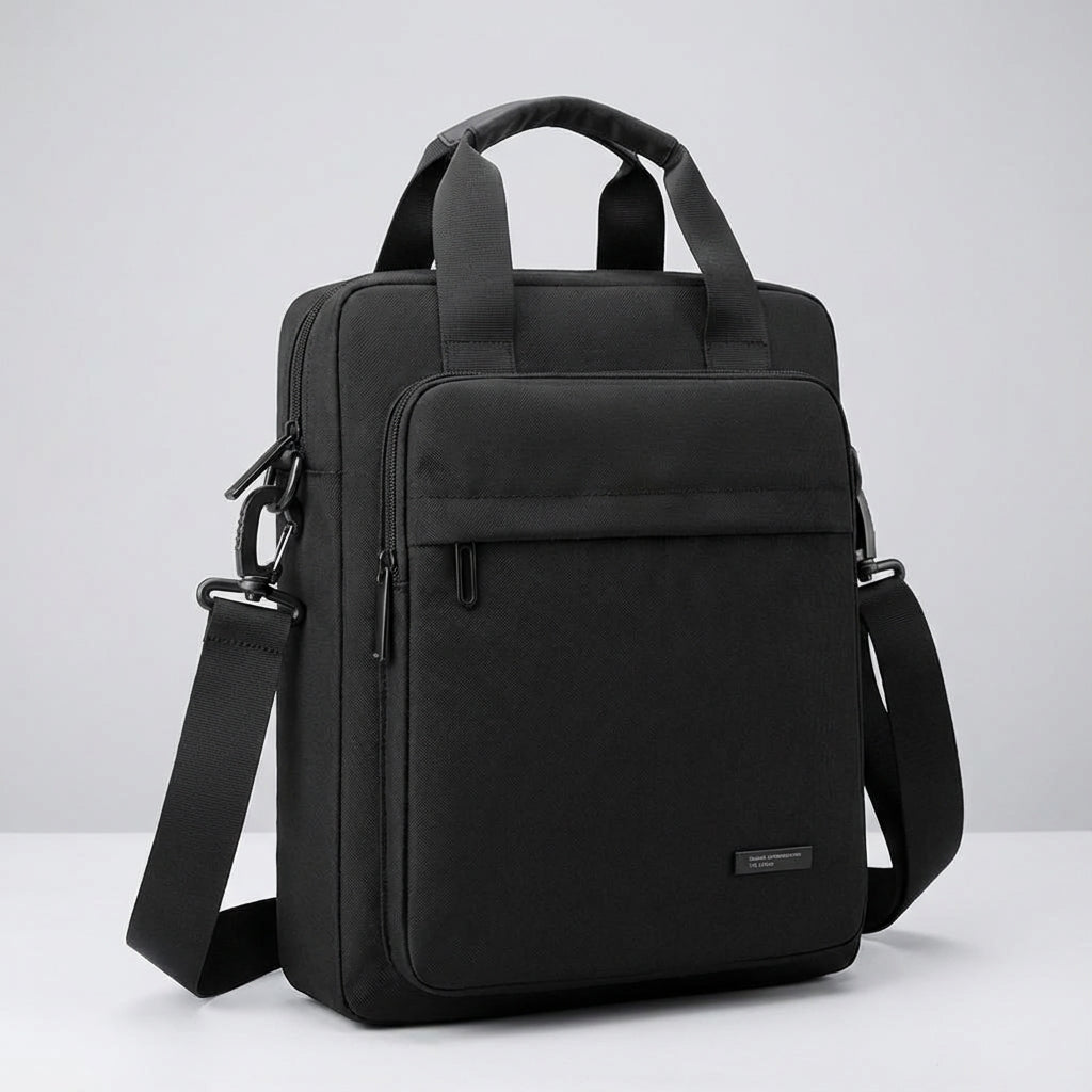 Organiserad affärs messengerbag i vattentät nylon, perfekt som laptopväska eller arbetsväska för resor och pendling.