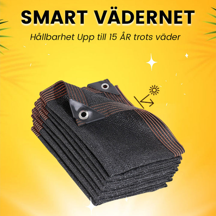 "Slitstarkt skuggnät för trädgården med förstärkta hörn, ventilerad design och UV-skydd för effektiv värmeavledning."