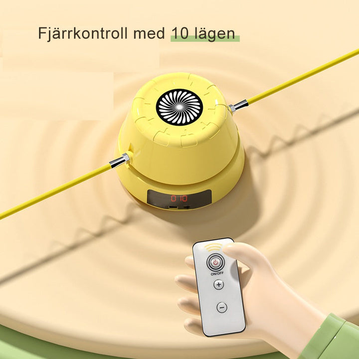 "Smart elektrisk hopprepsmaskin med LED-display, justerbar fjärrkontroll och halkfri bas för inomhus/utomhus träning."
