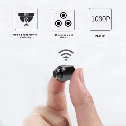 Effektiv övervakningskamera 1080P, diskret mini WiFi med vattentät design och 160° nattseende.