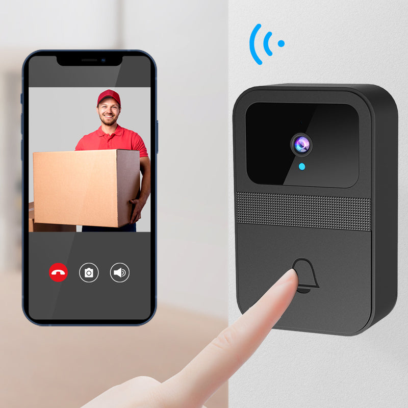"Smart videodörrklocka med modern design, nattseende och tvåvägs audio för smart övervakning och säkerhet."