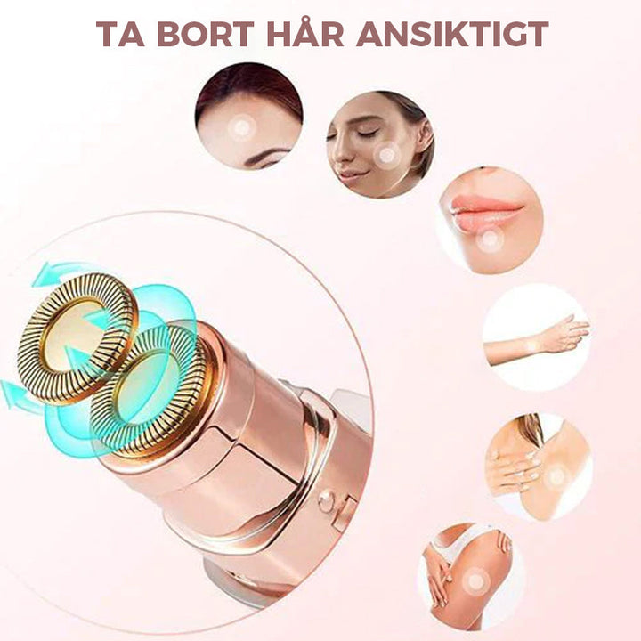 "Smärtfri ansiktsepilator i elegant läppstiftsdesign, perfekt för diskret hårborttagning, USB-laddning, bärbar."