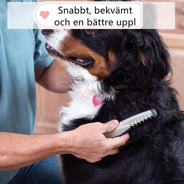 "Smärtfri elektrisk kam för husdjur, elegant design, enkel att använda för att ta bort tovor i pälsen av hundar och katter."