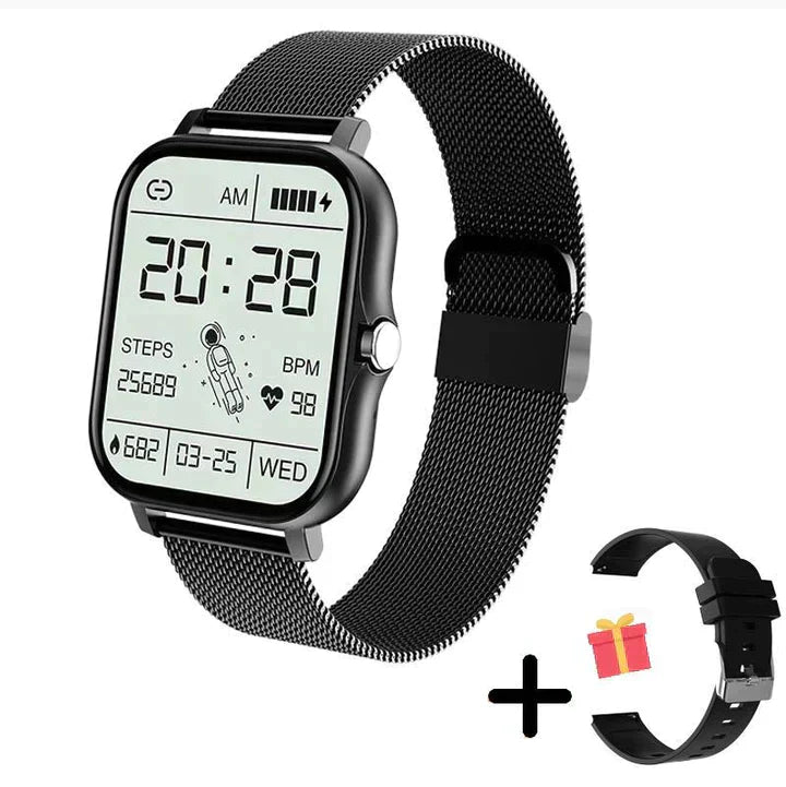 Unisex smartklocka med Bluetooth för samtal och meddelanden. Snygg herrklocka/damklocka för modern kommunikation.