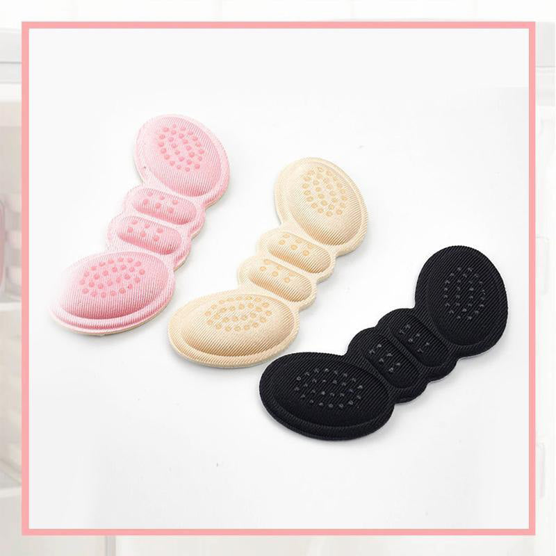 "Smärtlindrande självhäftande hälkudde för skor unisex i beige, svart och rosa, motverkar skoskav, flera färger."
