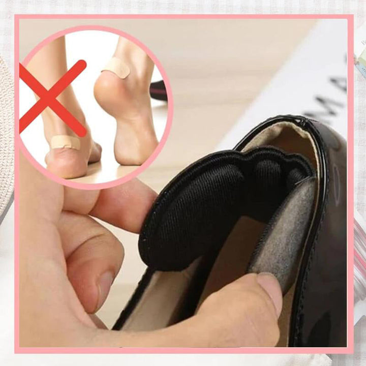 "Smärtlindrande självhäftande hälkudde för skor unisex i beige, svart och rosa, motverkar skoskav, flera färger."