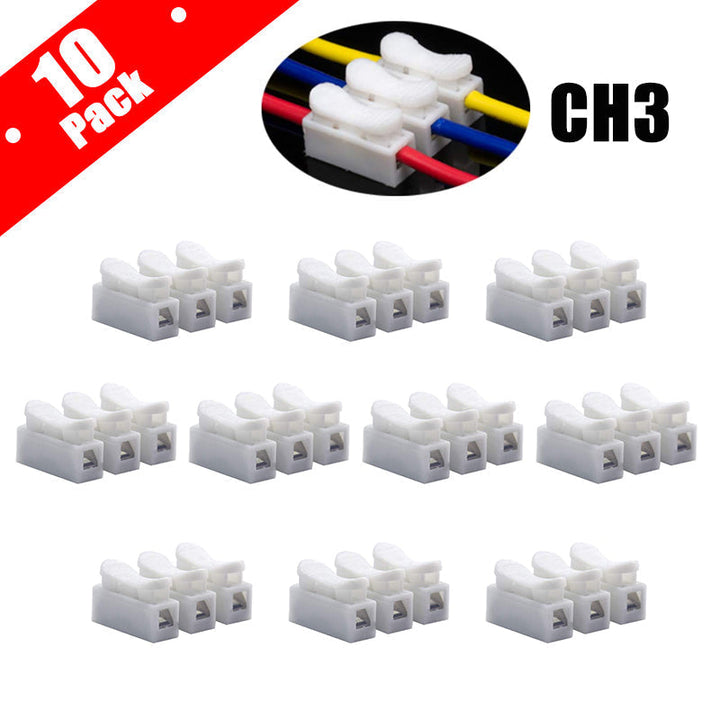 "Snabbkopplingskabelklämma i robust fjäderstål för säker och snabb installation i hushållsinstallationer."