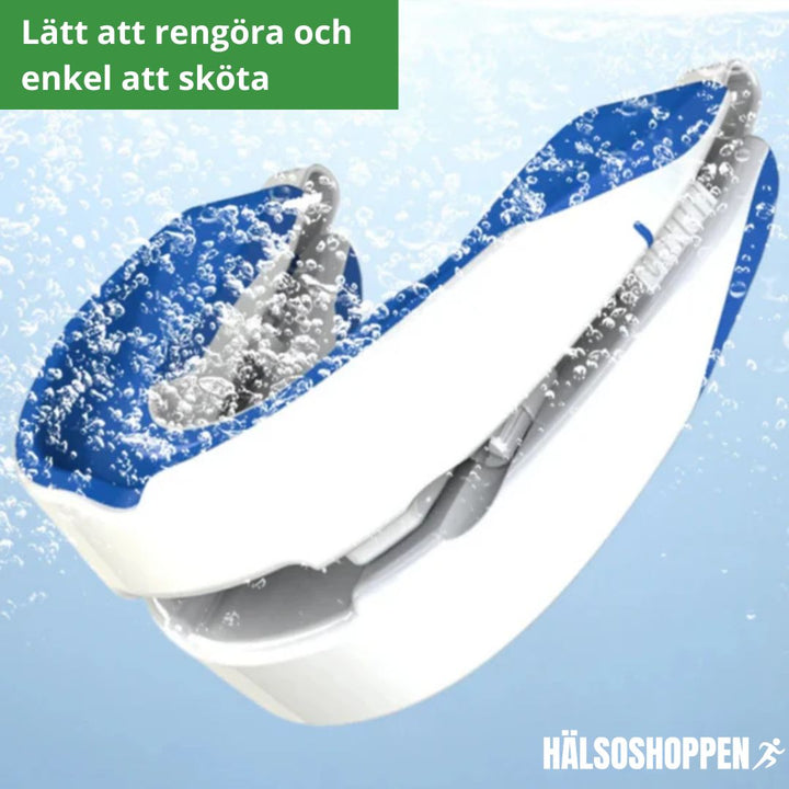 Komfortabel snarkskena, en andningshjälp för att minska snarkning och förbättra sömnen under natten.