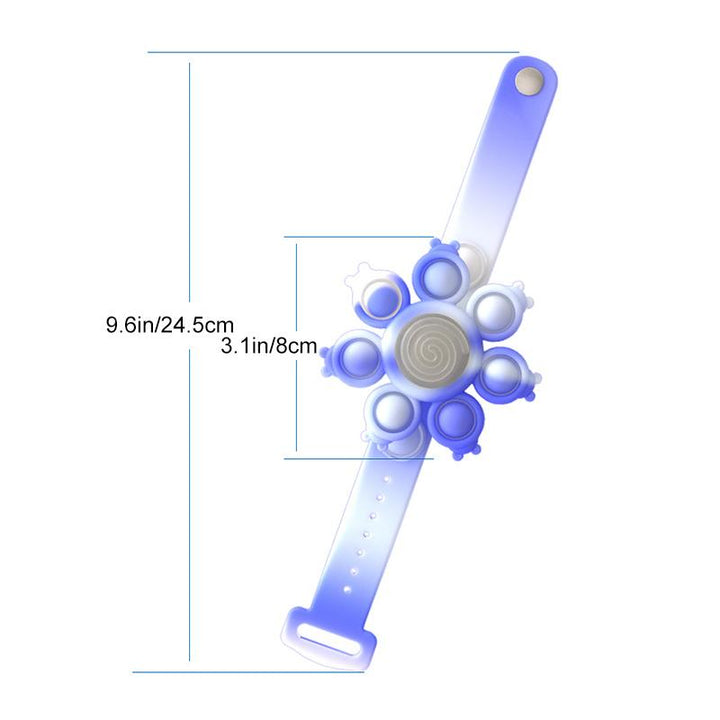"Snurrande LED-poppande sensoriskt armband i silikon med ljus, perfekt för stil och stresslindring, färgglad och flexibel."