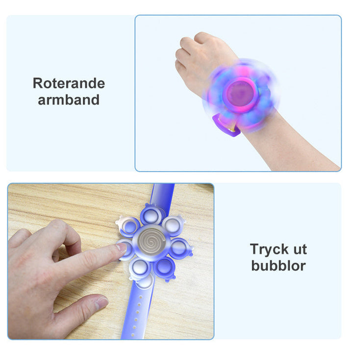 "Snurrande LED-poppande sensoriskt armband i silikon med ljus, perfekt för stil och stresslindring, färgglad och flexibel."
