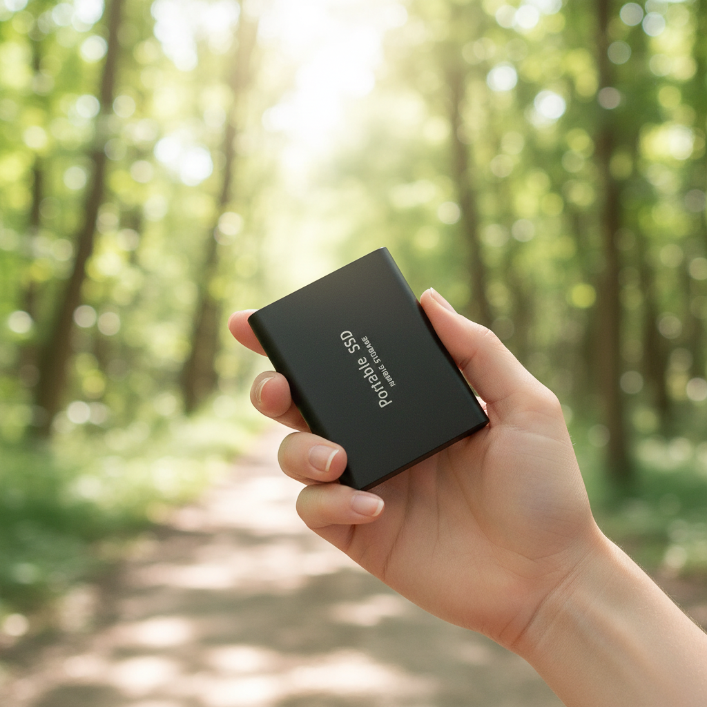 Snygg extern SSD-enhet 128TB med USB-C för snabb och säker digital datalagring. Bärbar teknik.