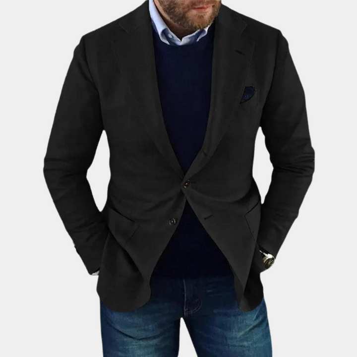 Mångsidig knappjacka för herrar. Stilrent ytterplagg som passar både höst och vår, ger god komfort.
