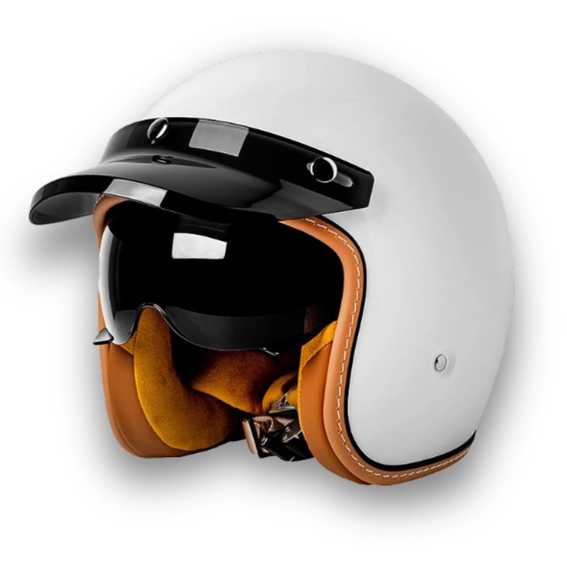 Hållbar, klassisk motorcykelhjälm för unisex, ECE-godkänd för pålitligt skydd i alla väder.