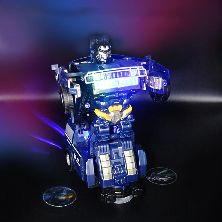 "Snygg transformerande polisbil-leksak för barn med LED-lampor, ljudeffekter och robotfunktionalitet"