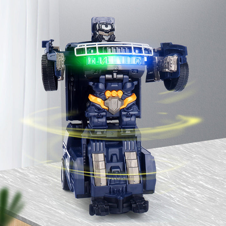 "Snygg transformerande polisbil-leksak för barn med LED-lampor, ljudeffekter och robotfunktionalitet"