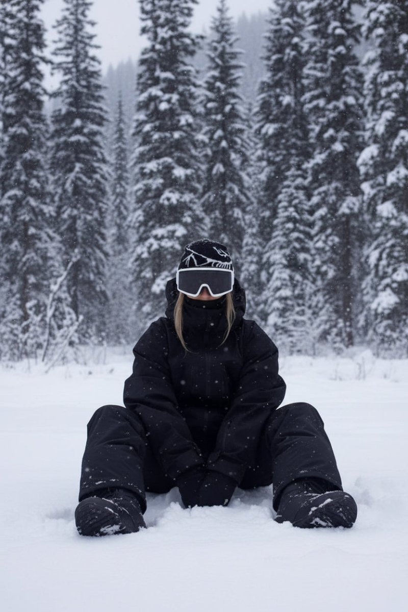 Långvarig unisex snowboardjacka i svart och lila. Idealisk för friluftsaktiviteter som skidåkning, varm.