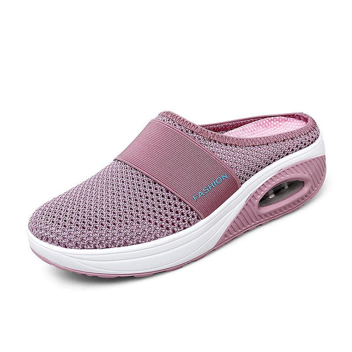 "Snygga och bekväma scroll_slingback sandaler i mesh för kvinnor, platt design med andningsbart material. Perfekt för sommare