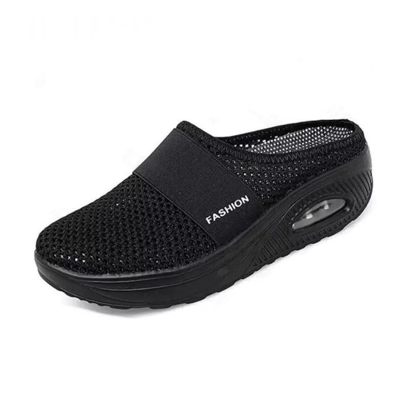 "Snygga och bekväma scroll_slingback sandaler i mesh för kvinnor, platt design med andningsbart material. Perfekt för sommare
