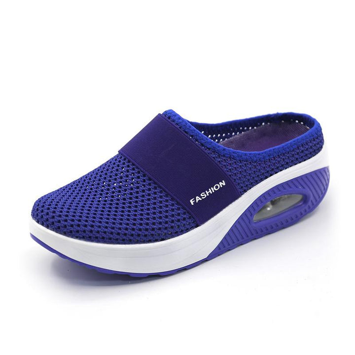 "Snygga och bekväma scroll_slingback sandaler i mesh för kvinnor, platt design med andningsbart material. Perfekt för sommare