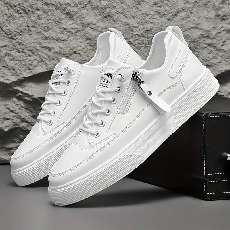 Herrskor svarta streetwear-sneakers med praktisk dragkedja, modern design och dämpad komfortyttersula.