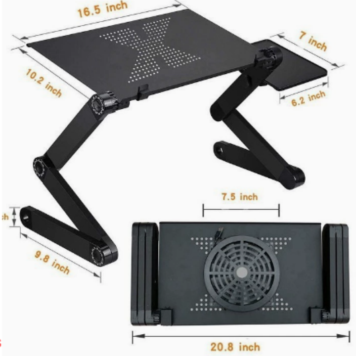 Metall laptopstativ med ventilation, höjdjusterbart för en bekväm arbetsstation och bättre hållning.