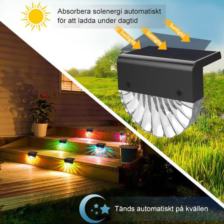 "Solcellsdriven altanbelysning IP65, elegant design, varmt och flerfärgat ljus, vädertålig för trädgårdsdekoration."
