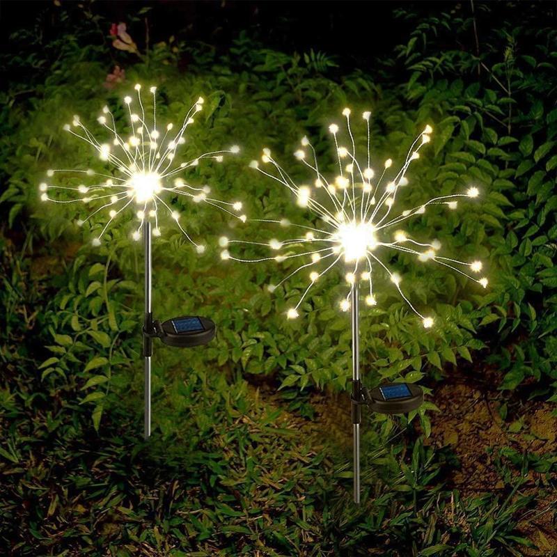 "Solcellsdriven trädgårdslampa IP65, fyrverkeri-design med flexibla grenar, vattentät för utomhusbruk"