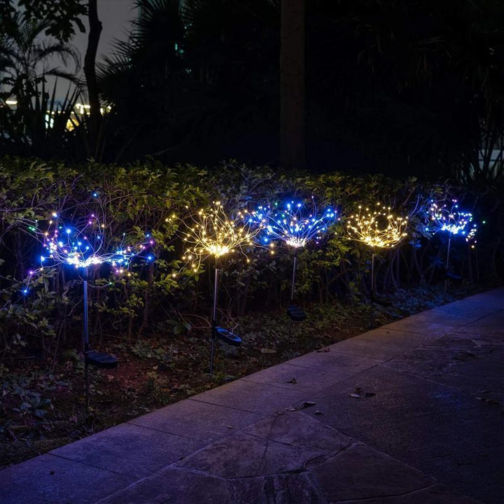 "Solcellsdriven trädgårdslampa IP65, fyrverkeri-design med flexibla grenar, vattentät för utomhusbruk"