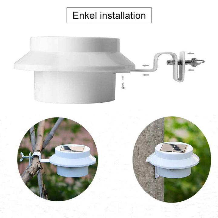 "Solcellsdrivna utomhuslampor, stilfull och robust design, vattentåliga, laddas med solenergi för trädgården."