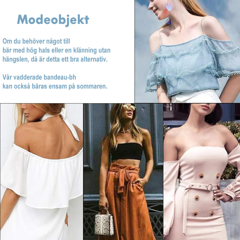 "Sömlös bandeau topp i mjuk nylon, vit färg, vår/somrig look, sömlös design, inga byglar, bekväm och stilren."