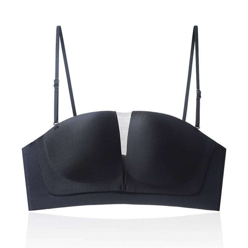 "Sömlös bh i beige med 3D-lyft, halkfri funktion, formande design. Bekväm och stilren med avancerad teknologi."