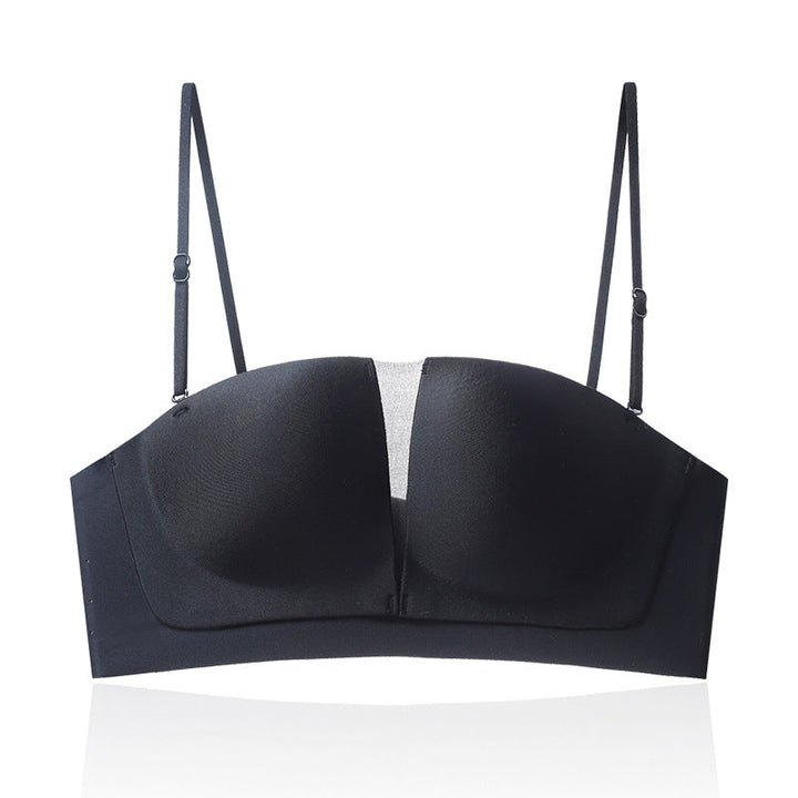 "Sömlös bh i beige med 3D-lyft, halkfri funktion, formande design. Bekväm och stilren med avancerad teknologi."