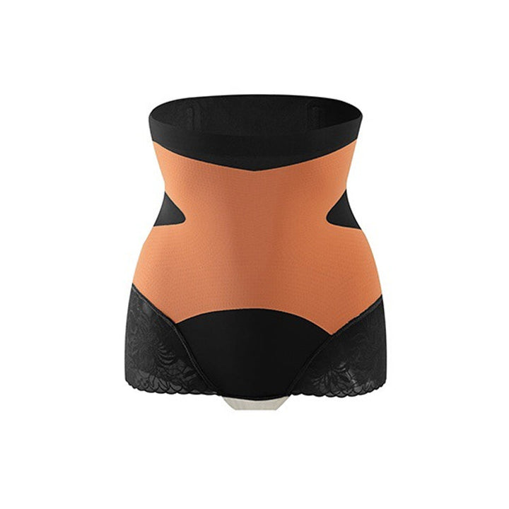 "Sömlösa höftlyftande damshapewear, hög midja, meshpaneler, beige färg, stilren design, för smickrande silhuett."