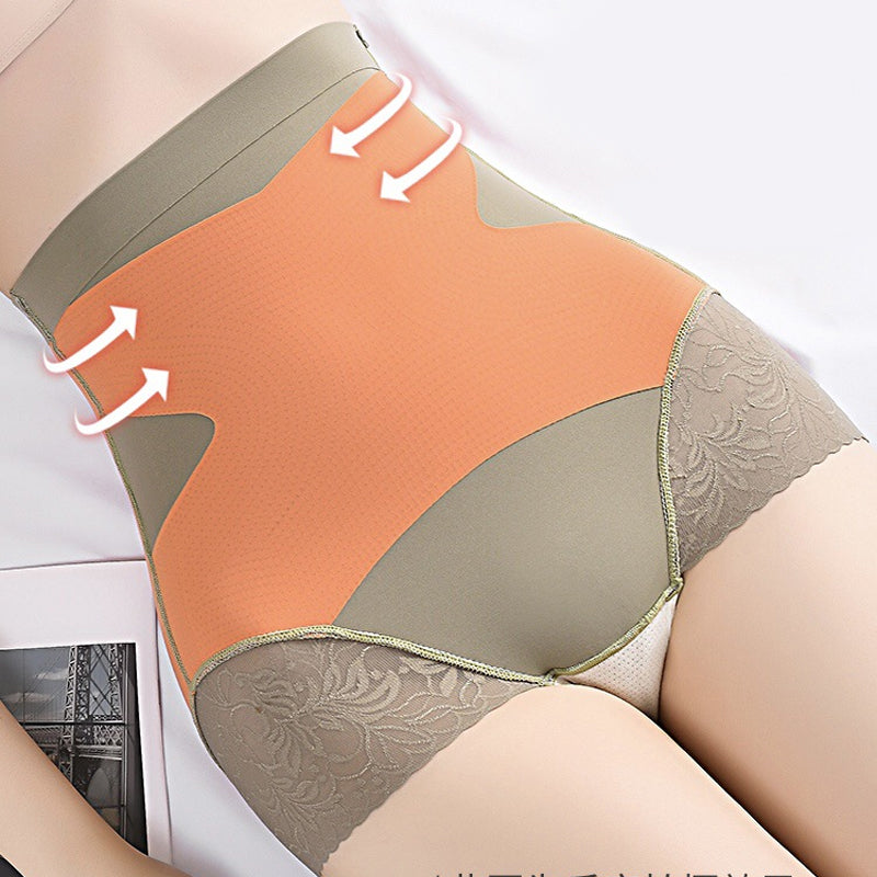 "Sömlösa höftlyftande damshapewear, hög midja, meshpaneler, beige färg, stilren design, för smickrande silhuett."
