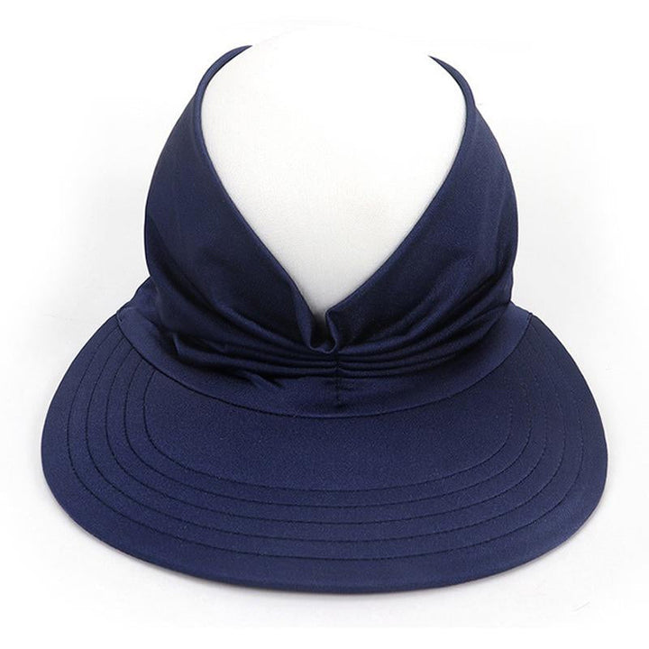 Sommarhattskydd för kvinnor med UV-skydd i elastiskt polyester, svart och vit, skyddar mot solens strålar och värme.