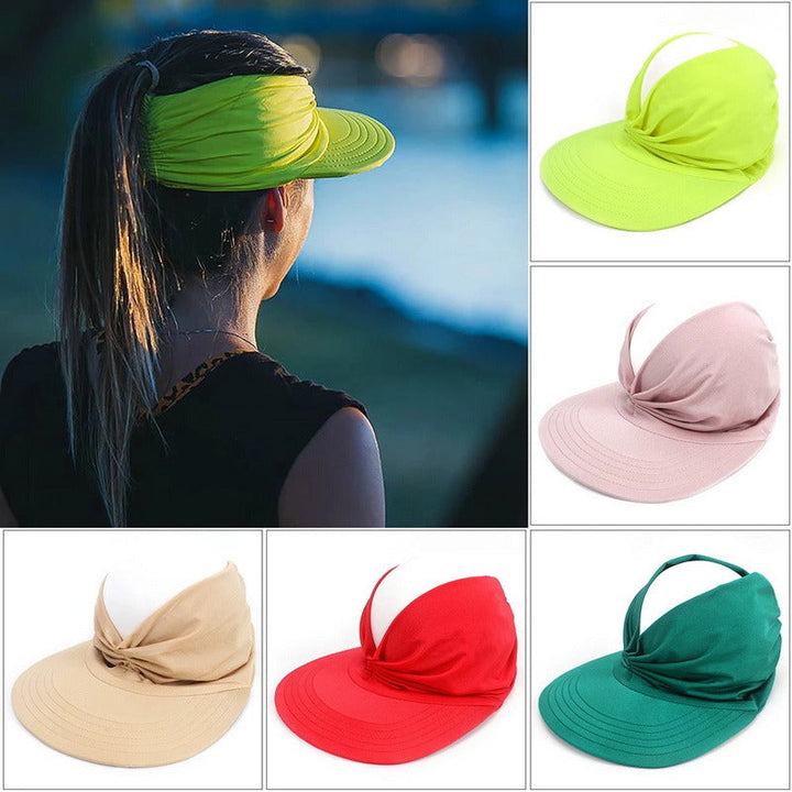 Sommarhattskydd för kvinnor med UV-skydd i elastiskt polyester, svart och vit, skyddar mot solens strålar och värme.